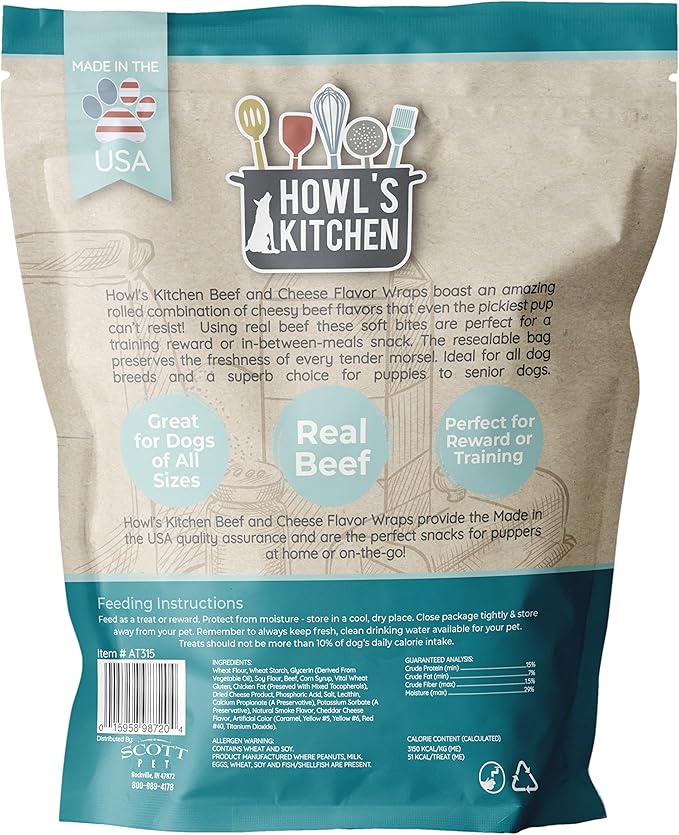 Howl's Kitchen Dog Treats, Soft Bites, Beef and Cheese