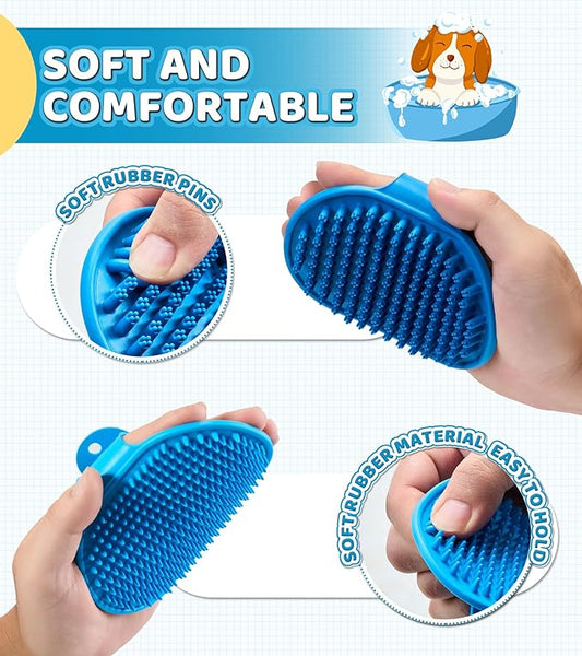 4 Pack Dog Bath Brush – Soft Silicone Pet Shampoo Brush for Dog & Cat Grooming, Massage & Cleaning – Gentle Scrubber for Bathing and Deshedding