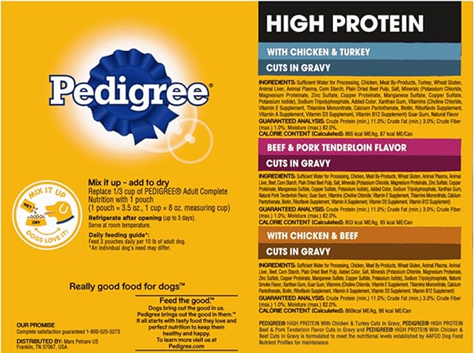 High Protein Dog Food Bundle, Includes 12 Pouches, High Protein and cuts in Gravy, Assorted 06 Flavors(02 Each).Plus a Carrot Dog Toy and a Pet Nutrition Booklet.