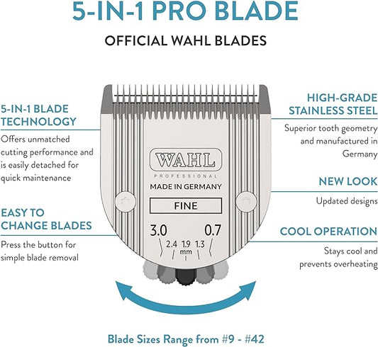 WAHL Professional Animal 5-in-1 Adjustable Blade Arco, Bravura, Chromado, Creativa, Figura, and Motion Pet, Dog, and Horse Clippers - Fine (2179-301)
