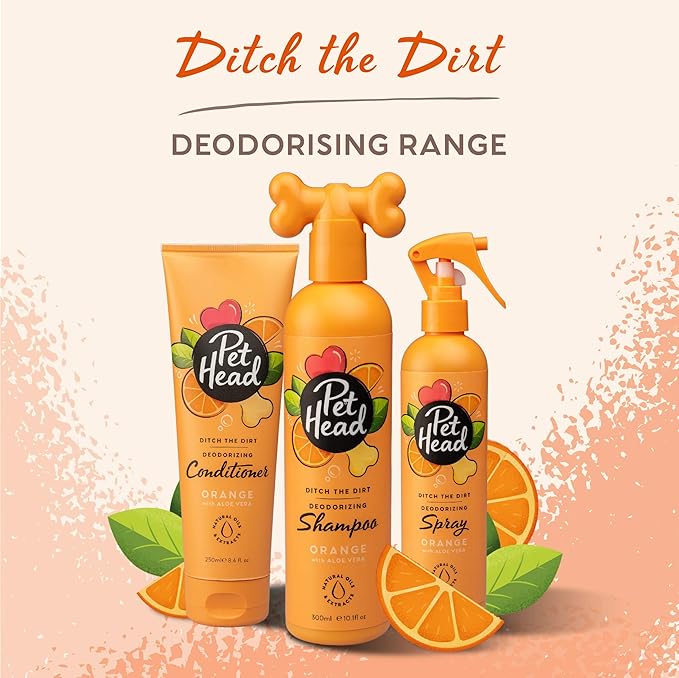 Pet Head Ditch the Dirt Dog Deodorizer Spray | Orange Scent | Waterless Pet Grooming Spray for Dogs | Odor Neutralizing for Smelly Dogs | Gentle Formula for Puppies | Made in USA | 10.1 fl. oz.