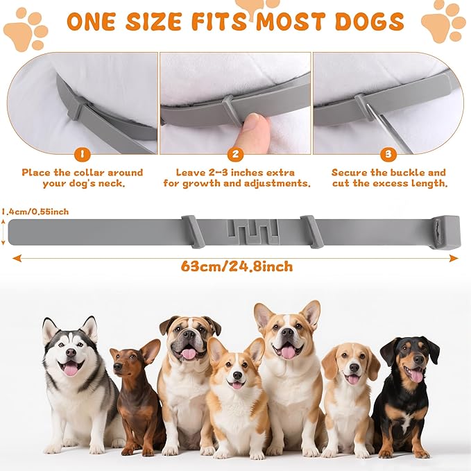 4 Pack Effective Flea Collar for Dogs, 25" Adjustable Natural Pet Flea and Tick Prevention Collars for Large Medium Small Dogs, Waterproof Fleas Ticks Collar for Puppies, 32 Months Protection, Gray