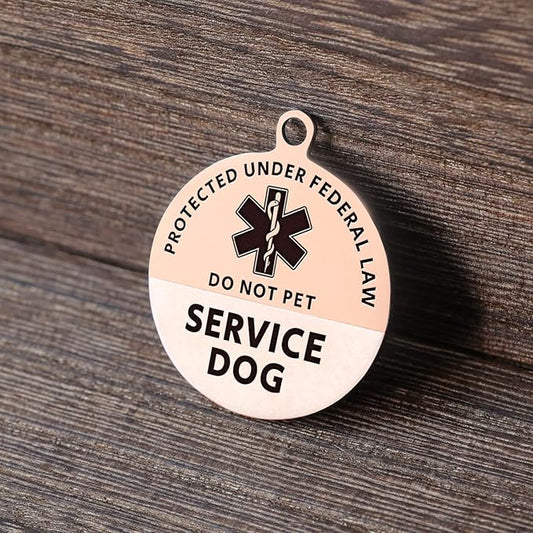 MYLUCKYTAG Service Dog Tag, QR Code Stainless Steel Pet ID Tag Dog Tag, Online Pet Profile, Pet Location Alert Email, Digital Pet Tag, Durable Pet ID, Dog Collar Tag, Engraved Pet Tag