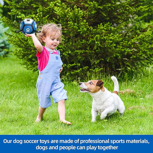 QDAN Dog Toys Soccer Ball - Durable Dog Balls for Small Dogs, Puppy Birthday Gifts, Dog Tug Toy with Strap for Tug of War (5 Inch)