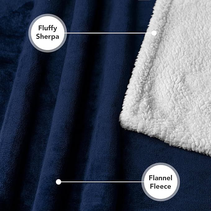 PetAmi WATERPROOF Dog Blanket for Medium Large Dog, Pet Puppy Blanket Couch Cover Protection, Sherpa Fleece Cat Blanket, Sofa Bed Furniture Protector Reversible Soft Plush Washable, 60x40 Navy Blue