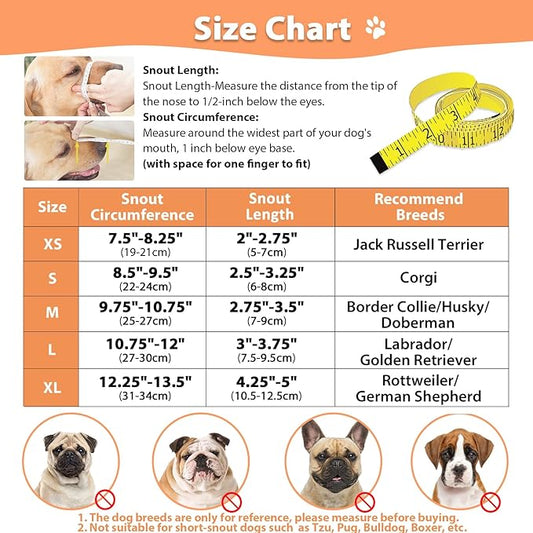 Mayerzon Dog Muzzle, Mesh Muzzle for Small Medium Large Dogs, Reflective Muzzle for Nighttime Walks, Soft Fully Closed Muzzle Anti Biting Scavenging Chewing, Allows Dogs to Pant and Drink