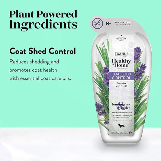 Wahl Professional Animal Healthy at Home Dog Shampoo - Plant Powered Grooming Shampoo - Coat Shed Control