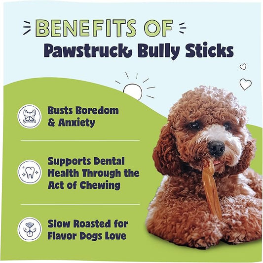 Pawstruck Natural 3-5" Bully Sticks for Small Dogs & Puppies – Single Ingredient, Low Odor & Rawhide-Free Chew Treat Bones - 100% Real Beef No Artificial Preservatives - 8 oz Bag - Packaging May Vary