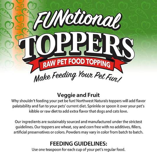 Northwest Naturals Freeze-Dried Veggie & Fruit Functional Topper - for Dogs & Cats - Healthy, Limited Ingredients, Human Grade Pet Food, All Natural - 5 Oz (Pack of 2)