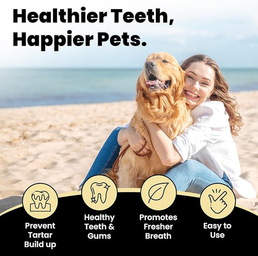 Hanu Dental Finger Wipes for Dogs & Cats - Teeth Cleaning Wipes Removes Bad Breath, Plaque & Tartar - Whitens Teeth Finger Toothbrush Gum Care Wipes - Freshens Breath - Vet-Recommended