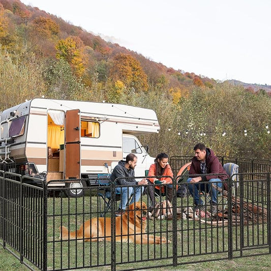 Dog Playpen Outdoor 24 Panels Heavy Duty Dog Fence 40" Height with Thick Pipe Anti-Rust with Doors Portable for RV Camping Yard, Total 54FT, 232 Sq.ft, Snowy Black