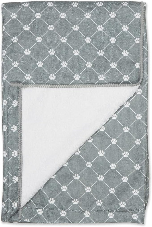 Bone Dry Pet Grooming Towel Collection Absorbent Microfiber X-Large, 41x23.5", Trellis Gray