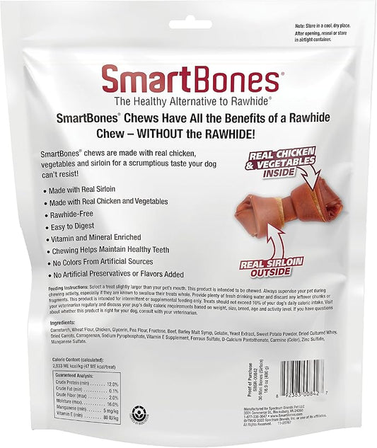 SmartBones Real Sirloin Mini Chews, 30 Count (Pack of 1)