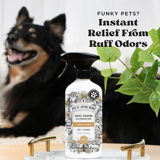 Pet-Pourri Pet Odor Air + Fabric Odor Eliminator Spray, Canine Coconut, 16 Fl Oz