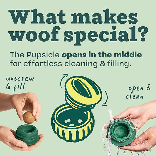 WOOF Pupsicle - Long-Lasting Interactive Dog Toy to Keep Your Pup Distracted - Safe for Dogs - Low-Mess Design - Dog Toys for XL Dogs 75 lbs and Up