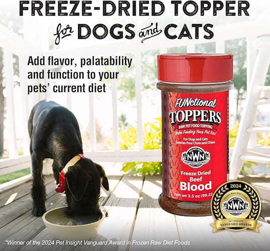 Northwest Naturals Freeze-Dried Beef Blood Functional Topper - for Dogs & Cats - Healthy, 1 Ingredient, Human Grade Pet Food, All Natural - 3.5 Oz (Pack of 1)
