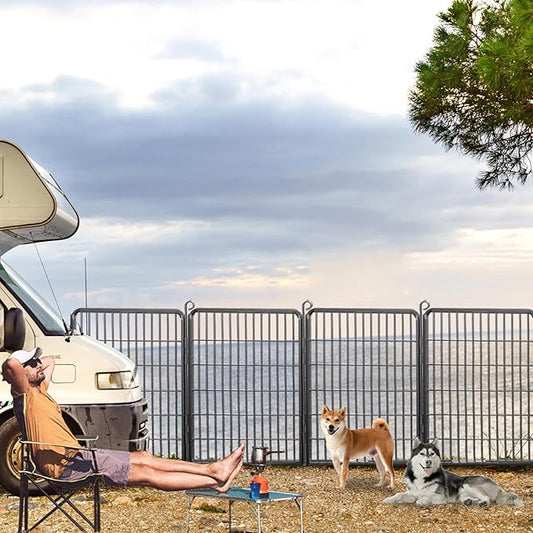 Dog Playpen, 40 inch Height 4 Panels Heavy Duty Dog Fence Pet Playpen with Door, Anti-Rust Dog Exercise Pen with Lock, Portable Pet Fence Outdoor for Yard RV Camping