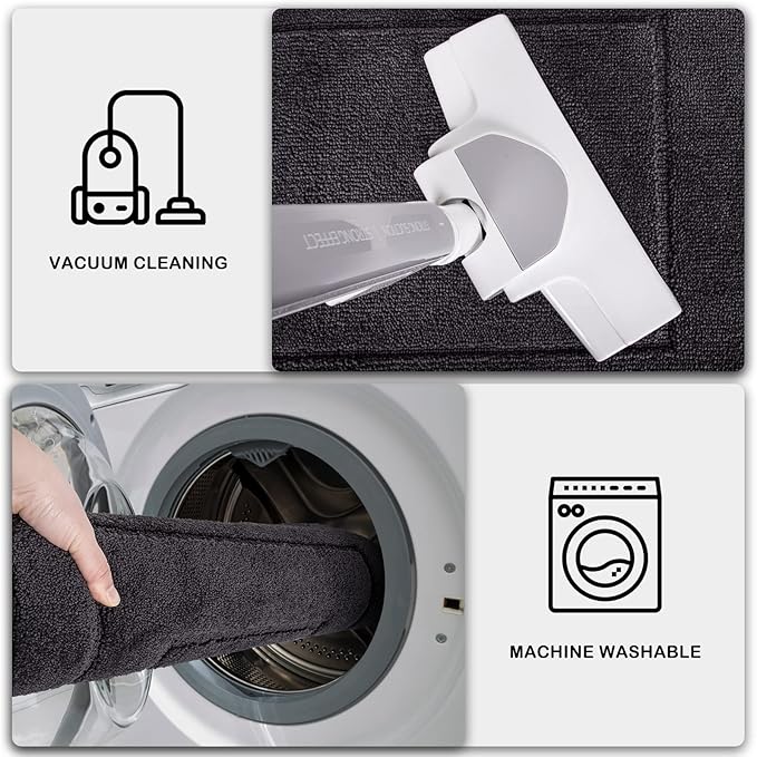 PURRUGS Dirt Trapper Door Mat 24" x 36", Non-Slip/Skid Machine Washable Entryway Rug, Dog Door Mat, Super Absorbent Welcome Mat for Muddy Wet Shoes and Paws, Charcoal