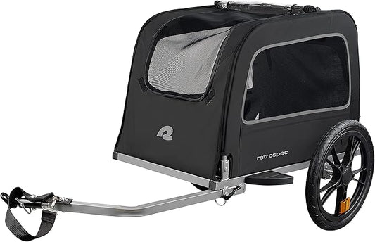 Retrospec Rover Waggin' Pet Bike Trailer - Small & Medium Sized Dogs Bicycle Carrier - Foldable Frame with 16 Inch Wheels - Non-Slip Floor & Internal Leash