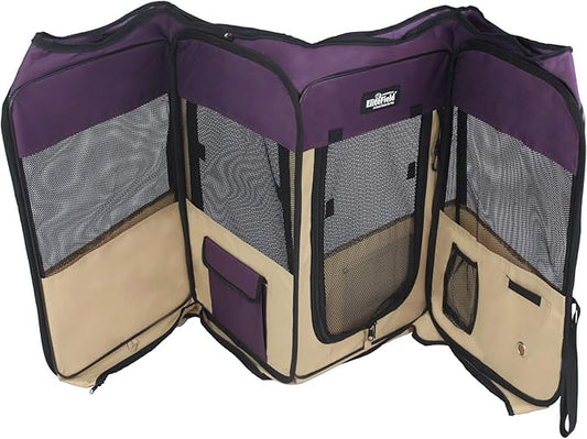 EliteField 2-Door Soft Pet Playpen (2 Year Warranty), Exercise Pen, Multiple Sizes and Colors Available for Dogs, Cats and Other Pets (30" x 30" x 20"H, Purple+Beige)