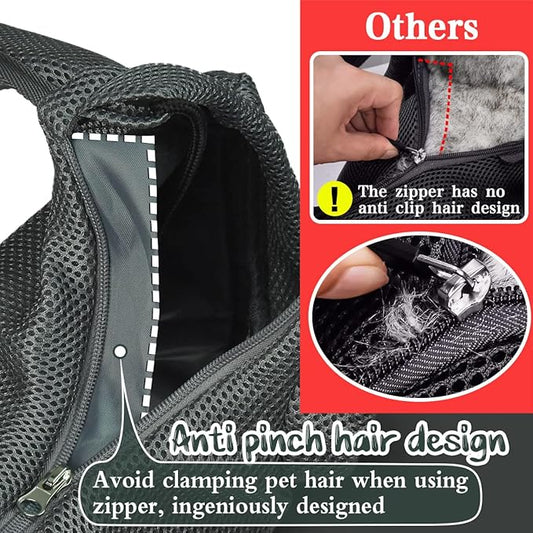 Dog Cat Sling Carrier, Adjustable Padded Shoulder Strap, with Mesh Pocket for Outdoor Travel (S - Up to 6 lbs, Light Purple - Grey)