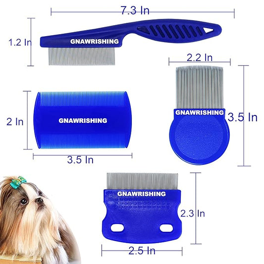 Flea Comb 4Pcs with High Strength Teeth Pet Tear Stain Remover Combs, Pet Dog Cat Grooming Comb Set Effective Float Hair Remover