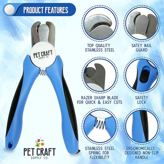 Pet Craft Supply Dog & Cat Pets Nail Clippers and Trimmers - with Safety Guard to Avoid Over Cutting, Bonus Nail File - Essential Puppies Supplies Grooming Kit