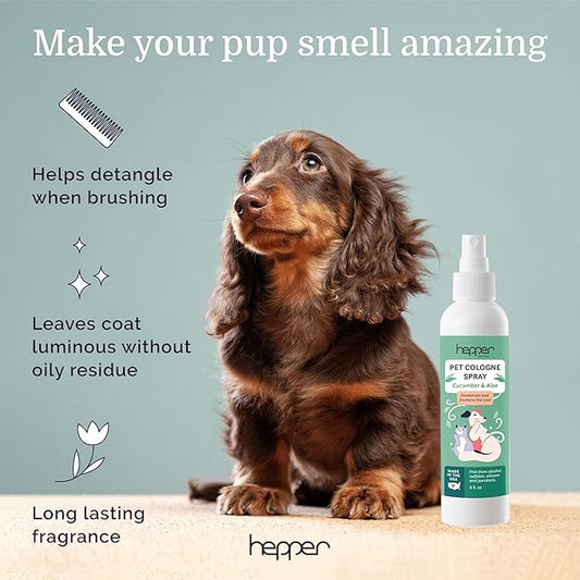 Hepper Pet Cologne Spray - Long-Lasting Dog/Cat Cologne & Perfume Spray for Pups/Kittens - Grooming Elegance & Enduring Fragrance! Aloe and Cucumber Fresh Scent