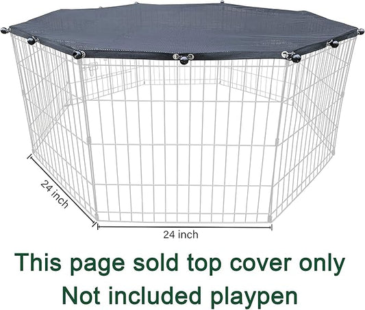 Universal Octagonal Dog Playpen Top Cover, Provide Shade and Security for Pets Outdoor and Indoor, Fits All 24" Wide 8 Panel Pet Exercise Pen (8x24 W Cover, Mesh)