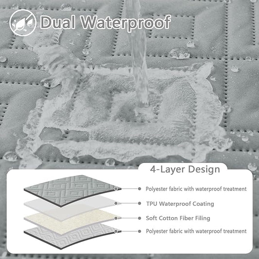 hyha Waterproof Dog Blanket, Soft Pet Bed Blankets, Waterproof Sofa Couch Cover for Dogs Washable, Reversible Pet Couch Covers for Sofa Furniture (30x70 Inch, Grey/Light Grey)