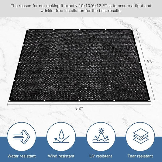 Knitted Shade Cloth 10ft x 10ft 85% Sunblock Kennel Shade Cover with Grommets Black (Excludes Kennel) - PS1010BLKX1