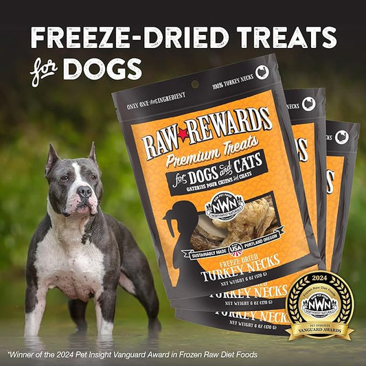 Northwest Naturals Raw Rewards Freeze-Dried Turkey Neck Treats for Dogs and Cats - Bite-Sized Pieces - Healthy, 1 Ingredient, Human Grade Pet Food, All Natural - 6 Oz (Pack of 3)