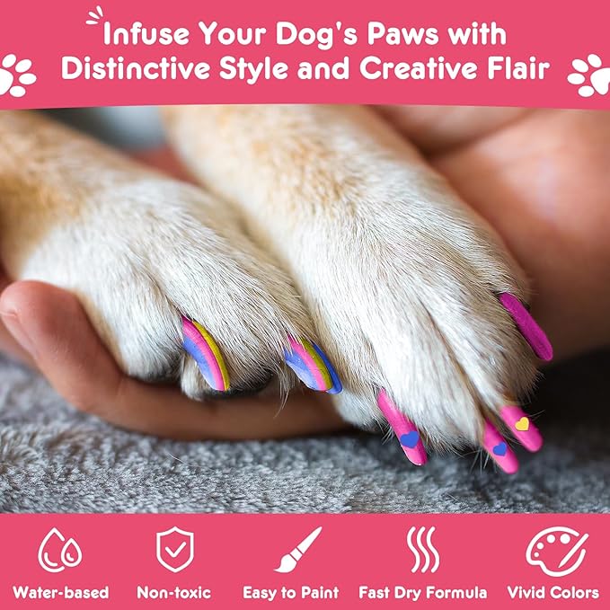 Dog Nail Polish Pens Quick Dry - 9 Colors Pet Nail Polish Set for Dogs, Safe Easy Application Fast Dry Girl Doggy - Great Puppy Nail Pawlish Set