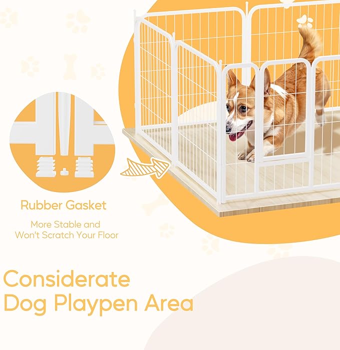 HealSmart Dog Playpen Indoor, Puppy Playpen Indoor for Yard, Camping, 24" Height 16 Panels Heavy Duty Dog Pen for Small/Medium Dogs, White