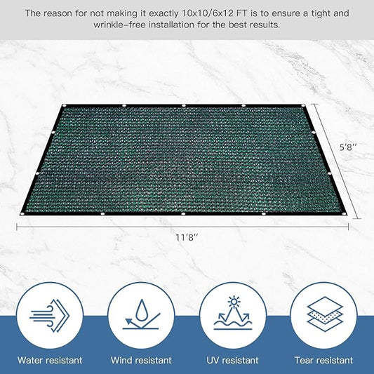 Knitted Shade Cloth 6ft x 12ft 85% Sunblock Kennel Shade Cover with Grommets Green (Excludes Kennel) - PS0612GRNX1