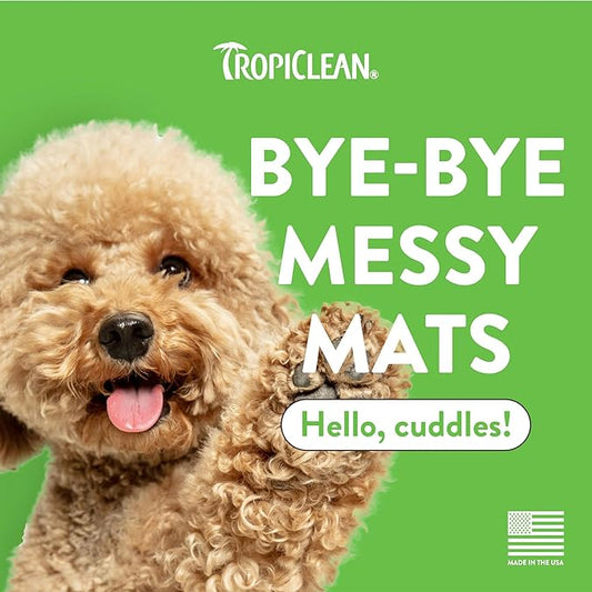 TropiClean Dog Detangler Spray Dematting, Leave in Conditioner, Perfect for Doodles & All Coat Types, Sweet Refreshing Scent, Made in the USA, 16 oz.