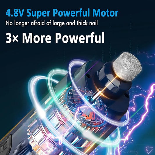 Casfuy Dog Nail Grinder with 2 LED Light - 4.8V Super Powerful 2-Speed Electric Pet Nail Trimmer for Medium Large Dogs Quiet Rechargeable Painless Paws Grooming & Smoothing Tool (Dark Blue)