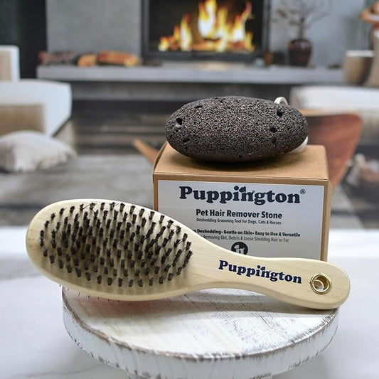 2-in-1 Dog Grooming Brush and Deshedding Stone Dog Hair Remover for Short Haired and Long Haired Dogs