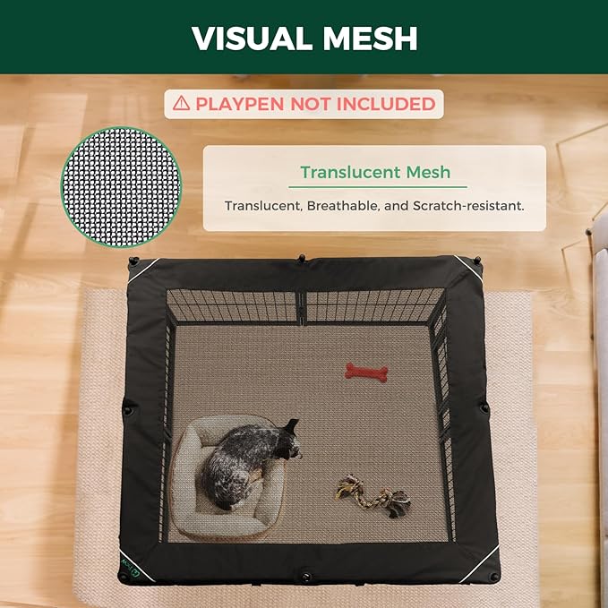 FXW Mesh Top Cover Specialized for FXW Dog Playpen (Not Suitable for Other Brands), Fits for FXW 32"/40"/45" H 8 Panels Homeplus/Rollick/Instant Dog Playpen│Patent Pending (Playpen not Included)