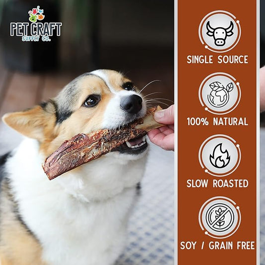 Pet Craft Supply All Natural Healthy Buffalo Rib Bones Dog Chews Treats for Aggressive Chewers Long Lasting Rawhide Free Premium Grade Slow Roasted for Small or Medium Dogs 10 Pack