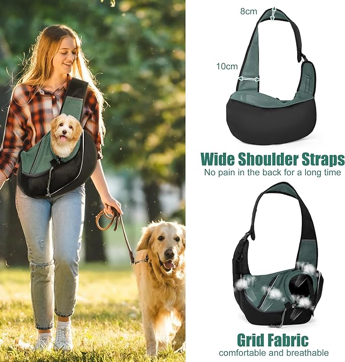Pet Carrier Sling, Puppy Dog Sling Hands-Free, Pet Carrier Sling Bag for Small Dog, Dog Sling Bag 15 lbs for Travel Outdoor Parties Hiking Riding Travelling