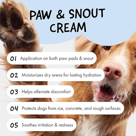 Belly Snout & Paw Cream for Dogs (1.7 oz) - 100% Natural Lick Safe Moisturizer, Soother & Protector for Cracked Paws, Snow & Salt - Fragrance Free - Elbows, Paws & Snout Soother for Dogs