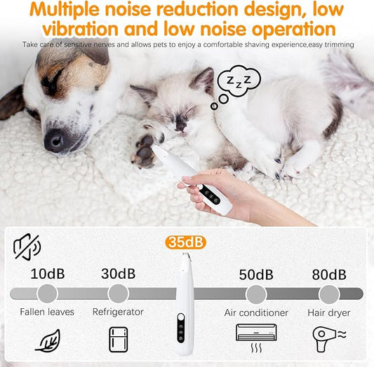 Upgraded Dog Trimmer with LED Light,Pet Clippers for Small Dogs Cats - Trimming Paws, Eyes, Ears, Face, and Rump