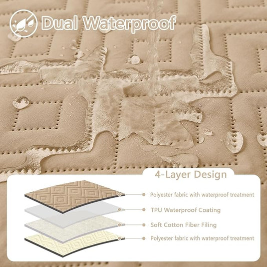 hyha Waterproof Dog Blanket, Soft Pet Bed Blankets, Waterproof Sofa Couch Cover for Dogs Washable, Reversible Pet Couch Covers for Sofa Furniture (30x70 Inch, Camel/Beige)