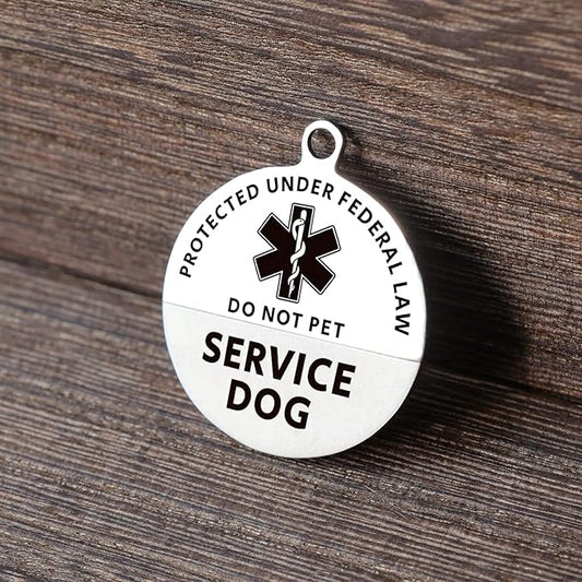 MYLUCKYTAG Service Dog Tag, QR Code Stainless Steel Pet ID Tag Dog Tag, Online Pet Profile, Pet Location Alert Email, Digital Pet Tag, Durable Pet ID, Dog Collar Tag, Engraved Pet Tag