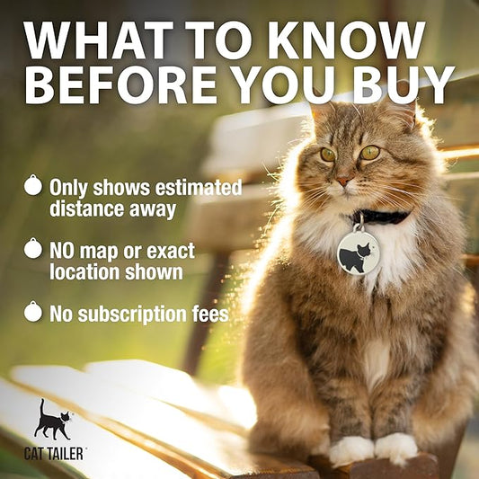 Cat Tracker - Small and Lightweight Waterproof Bluetooth Pet Collar Attachment, 328 Foot Range, Replaceable 6 Month Battery Life, Android/Apple iOS Compatible