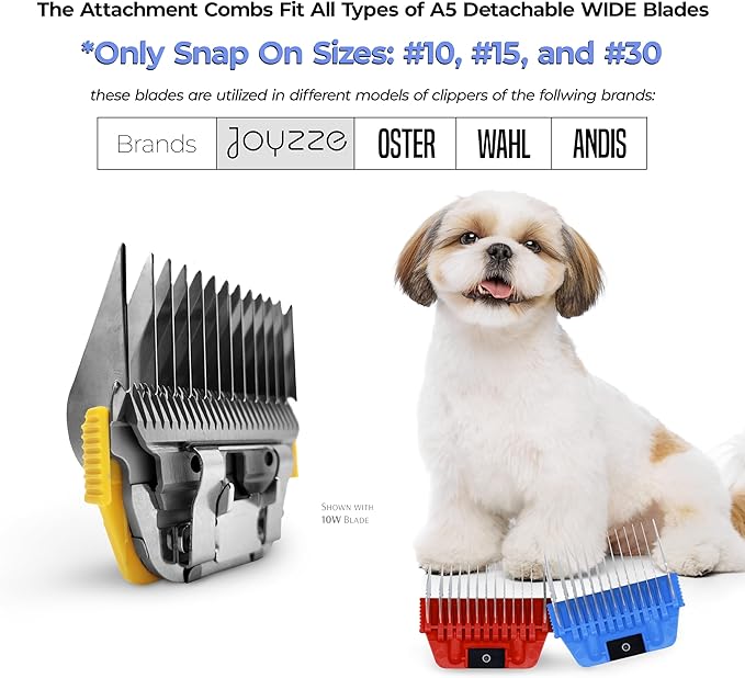 A Series Wide 6mm 1/4" Metal Comb, Dog Grooming Blades for Smooth Coat, Professional, Durable, Precise, Compatible with A Series Clippers