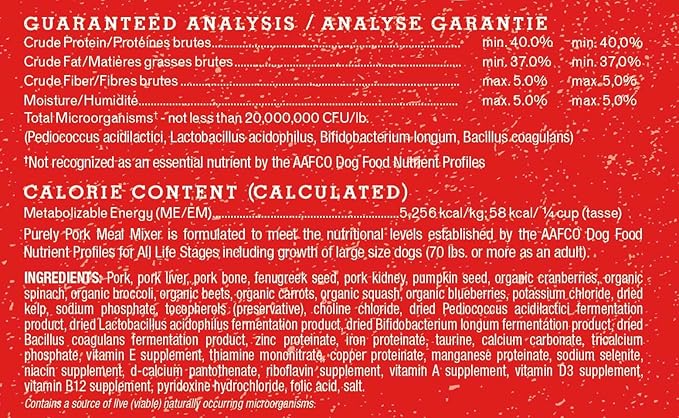 Stella & Chewy's Freeze Dried Raw Purely Pork Meal Mixer – Dog Food Topper for Small & Large Breeds – Grain Free, Protein Rich Recipe – 3.5 oz Bag