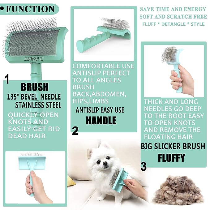 Metal Grooming Comb (7.5inches)and Extral Long Pin Slicker Brush (25mm)