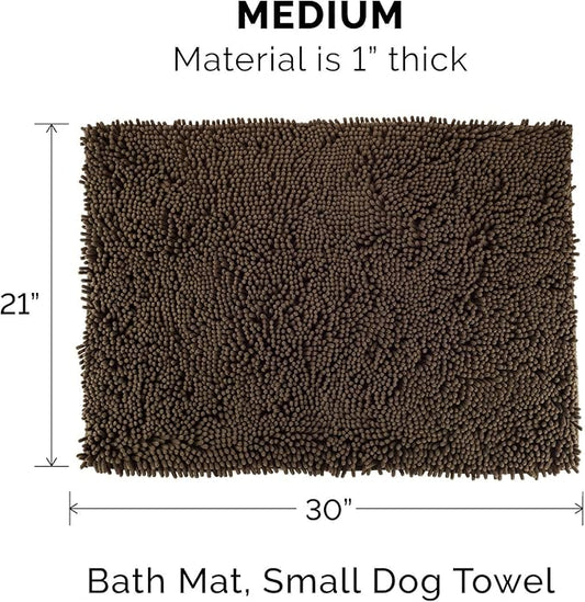 Furhaven 30" x 21" Highly Absorbent Dog Door Mat for Muddy Paws, 100% Washable, Perfect for Entryway, Kitchen, & Bathroom Use - Chenille Shammy Rug - Mud (Brown), Medium